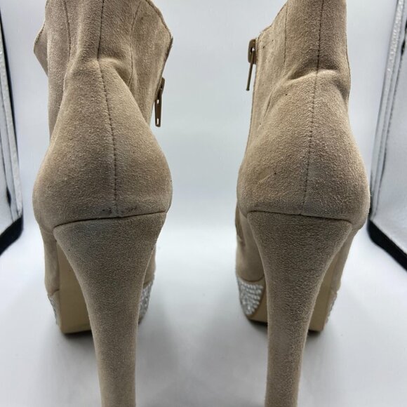 Steve Madden Khaki Suede Rhinestone Platform Booties size 5.5 - Picture 3 of 3